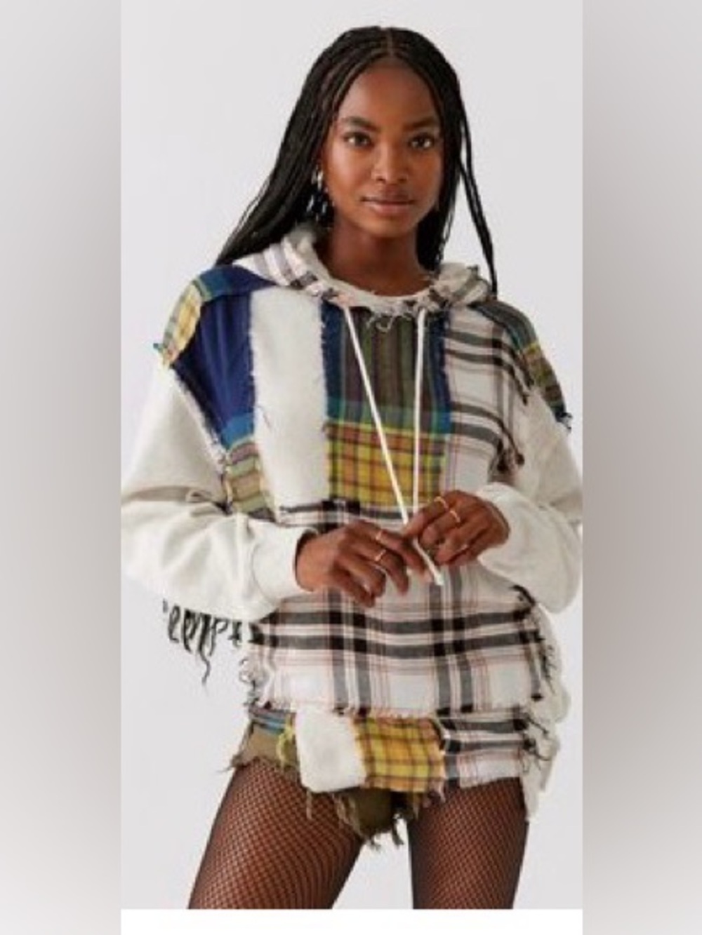 NWOT Plaid Patchwork Hoodie Sweatshirt by Urban Outfitters